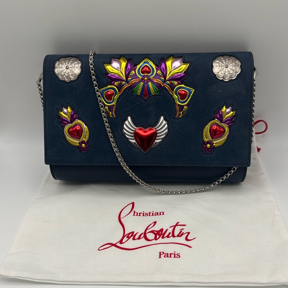 Christian Louboutin Paloma Heart Mexiloubi Calf Crossbody Clutch Bag
